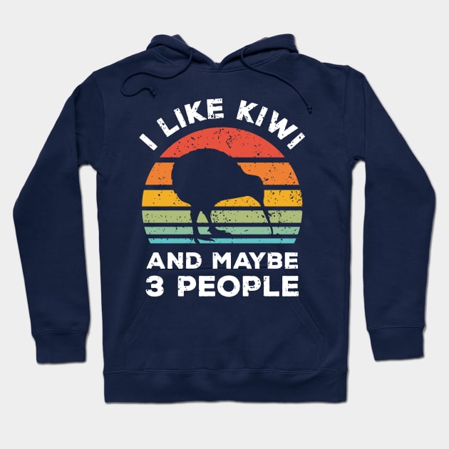 I Like Kiwi and Maybe 3 People, Retro Vintage Sunset with Style Old Grainy Grunge Texture Hoodie by Ardhsells